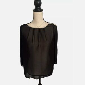 Women's The Limited Sheer Chiffon Black & Beige Blouse Size: XS